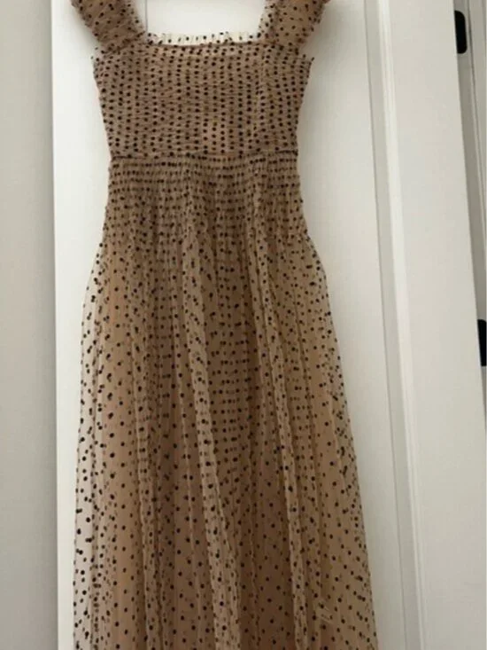 Doen Tan and Black Polka Dot Midi Dress - Picture 6 of 6